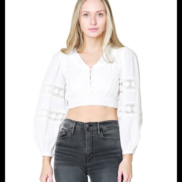 LoveShackFancy white Lace Blouse size 4 - Picture 6 of 6